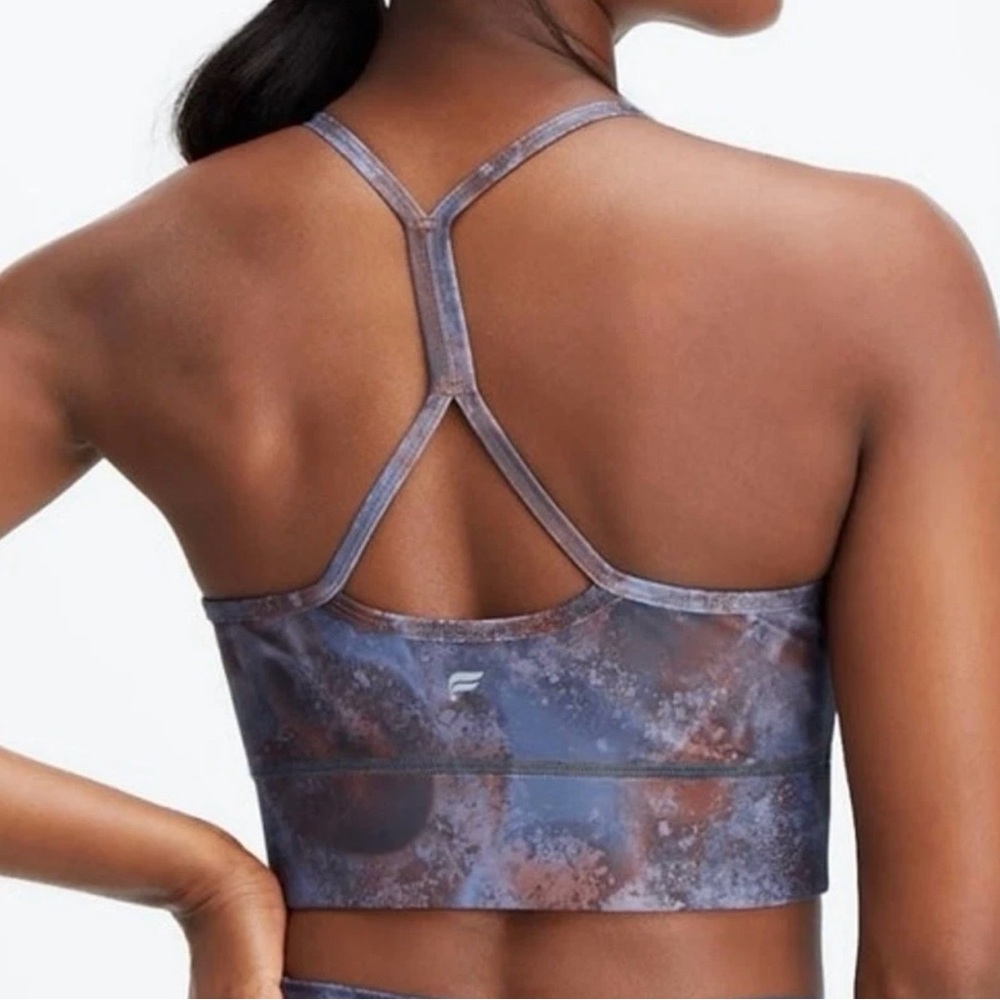 Fabletics Size XS Emersyn Reversible Bralette Browns and Blues Strappy Back